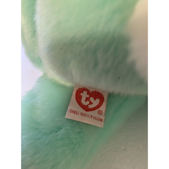 TY Beanie Buddy HIPPITY Green Easter Bunny Rabbit Pink Nose 14" Satin Bow - Picture 7 of 8